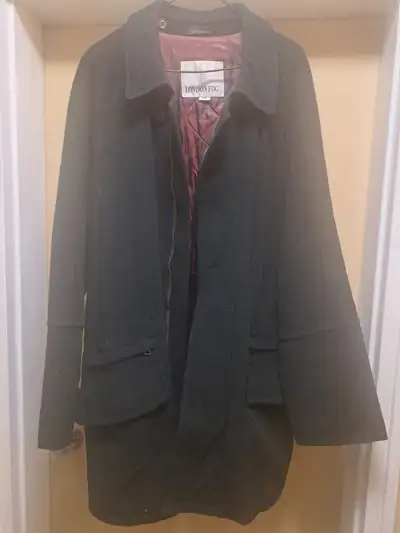 London Fog Wool And Cashmere Coat Jacket Made in Canada Mens, View more