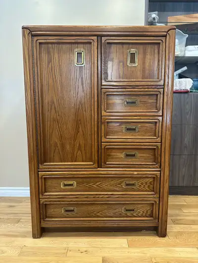 Vintage Oak Veneer Wardrobe Dresser (CAN DELIVER), View more