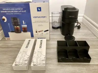 Nespresso Vertuo Pop+ with descaling sets & pod dispenser, View more