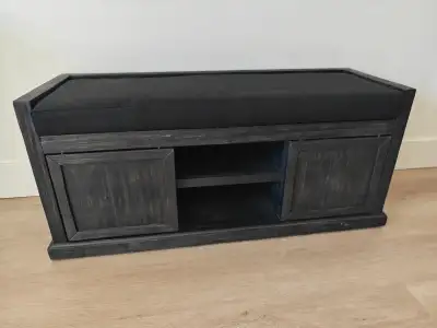 Dark Grey/Black Storage Entry Bench, View more