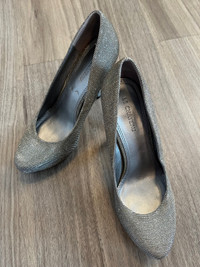 Le Chateau silver heels - size 7
