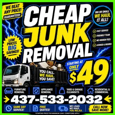 Need the BEST deal on JUNK REMOVAL? Call Steve at 437-533-2032 Looking for cheap junk removal Brampt...