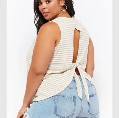 Striped cut out tank top, View more
