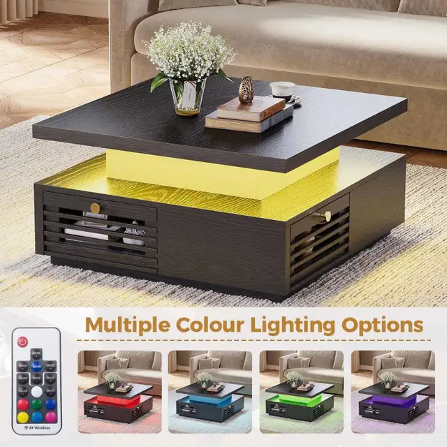 Coffee Table with LED Light and Charging Station in Coffee Tables in Ottawa - Image 4