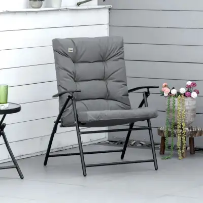 25.5" x 25.5" x 37", Foldable Lounge Chair, Grey, View more