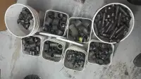 Assorted black iron pipe fittings. 