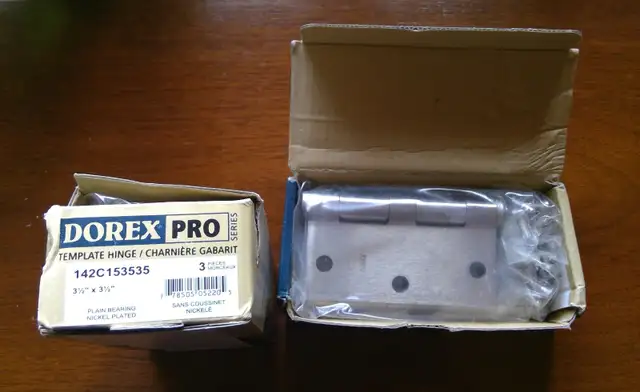 2 x 3pce boxes Dorex Template Hinge 3 1/2" x 3 1/2" with screws