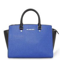 Brand New! Michael Kors Selma Large Leather Purse - Black/Blue