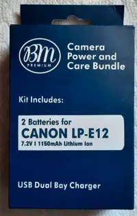 BM Premium 2-Pack of LP-E12 Batteries & USB Dual Battery Charger