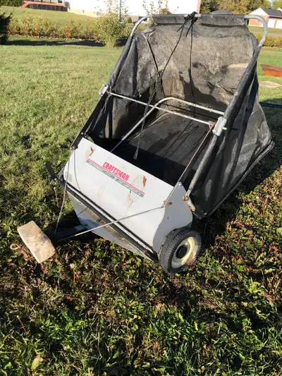 For collecting grass clippings. 30 yrs old+ The right wheel is a bit troublesome. It tends to lock s...