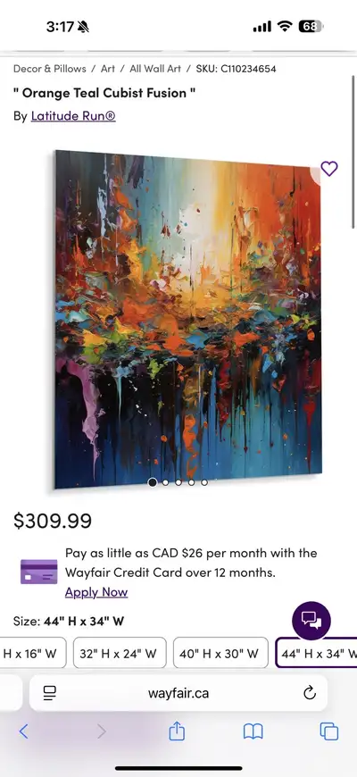 Orange Teal Cubist Fusion Wall Art Latitude Run®, View more