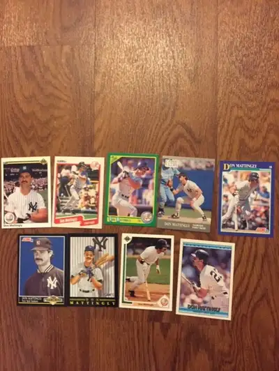 Nine Don Mattingly baseball cards, View more