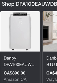 3 in 1 Air Conditioner AC Portable Danby DPA100EAUWDB 10,000 BTU