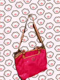 Authentic Coach Handbag Pink Red Leather