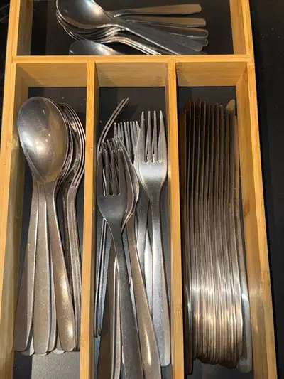 Stainless Steel Set of 12 with bamboo organizer, View more