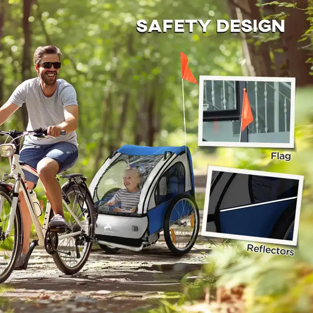 51.2”x30”x34.7” 2-Seat Child Bike Trailer for Kids, Blue in Kids in Markham / York Region - Image 11