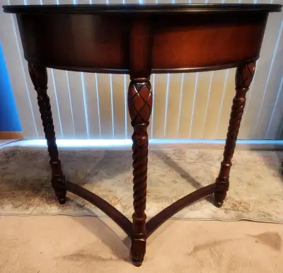 Beautiful Half Moon Hall Table Pineapple Carving and Spiral Legs, View more