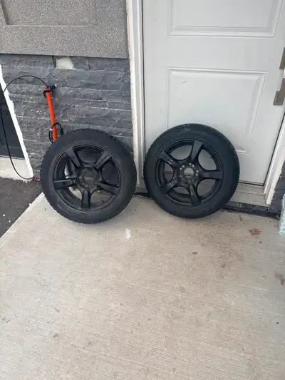 For sale are three tires on aftermarket Touren rims. Size is 205/55R16. Average amount of tread left...
