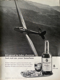 1960 Walker’s Deluxe Bourbon w/Glider Original Ad 