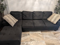 Black Sectional with Chaise storage 