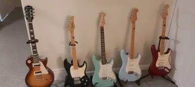 New guitars are sure getting expensive. Up for sale are 5 excellent electric guitars. Going from lef...