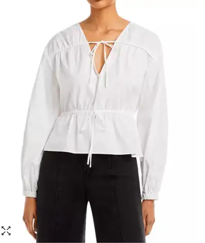 Derek Lam 10 Crosby White Cotton Breanna  Top Blouse-Size 0, View more