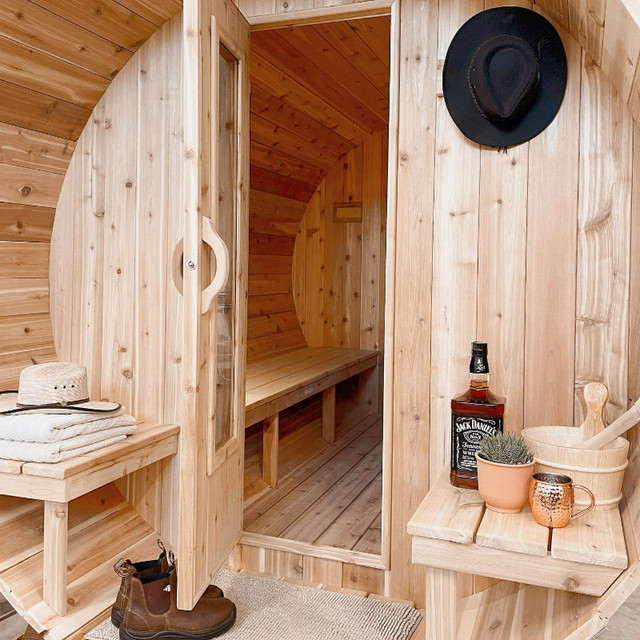 10' Deluxe Cedar Barrel Sauna in Patio & Garden Furniture in Portage la Prairie - Image 3