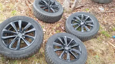 Aluminum aftermarket rims from 2018 ford edge, atleast 1 winter left on these snow tires, will fit f...