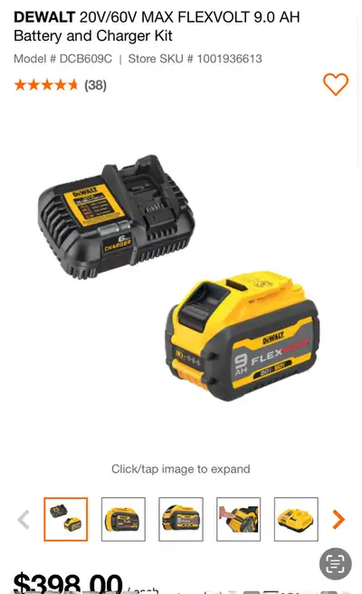  Dewalt 9 amp Battery  and 6 amp charger , View more