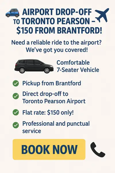 Airport drop off from Brantford, View more