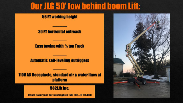 50’ towable JLG boom lift for RENT in Other in Woodstock - Image 2
