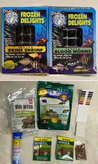 Fish Shrimp Food: Bug Bites Kelp Wafers and frozen blood worms 