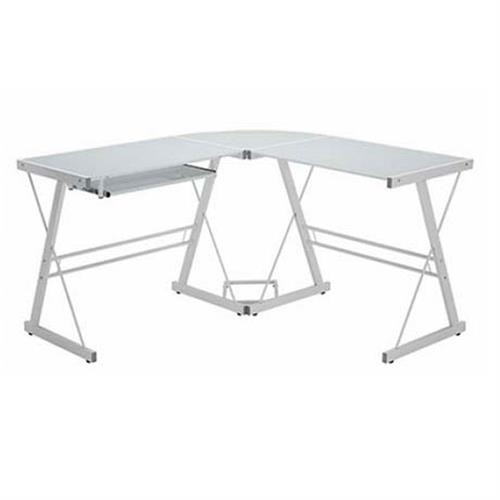Soreno L-Shaped Computer Desk in White Glass & Steel in Home Décor & Accents in Mississauga / Peel Region - Image 3