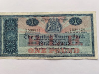 The British Linen Bank One Pound Sterling Banknote 25 Jan. 1966