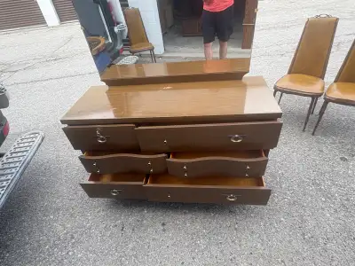 Free delivery used Vintage Wooden Dresser with Mirror, View more