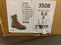 Red wing 3508 steel toe boots for sale, size 9D