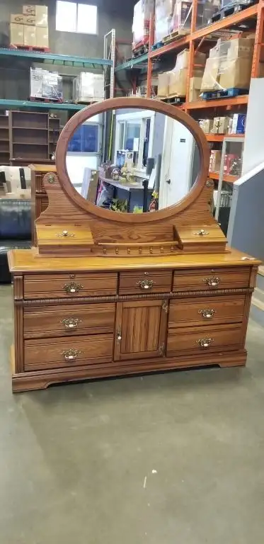 DRESSER -7 DRAWER + 2 CUBBY'S + CABINET + MIRROR, View more