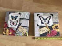 8” Canvas Art $10 each - spiritual words, butterfly, 8” square