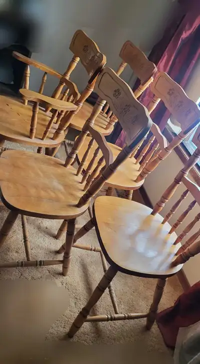 5 Wooden Highback Dining Chairs., View more