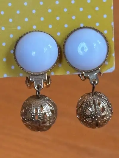 Vintage Clip On Earrings - Gold Toned Filigree, View more