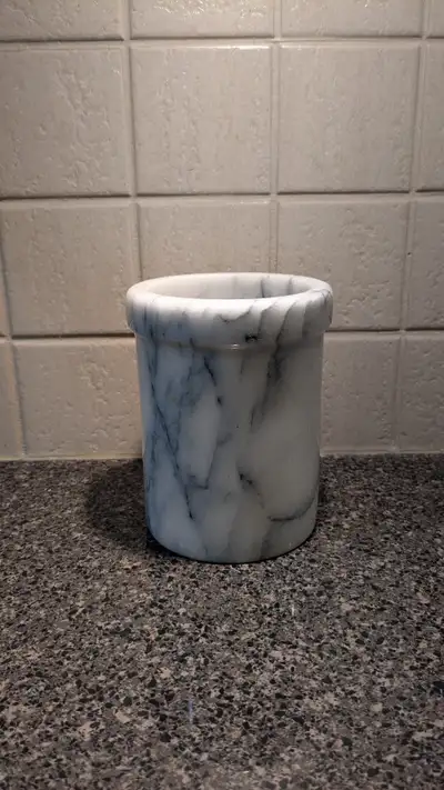 Solid White Marble Utensil Crock – Heavy Kitchen Organizer, View more