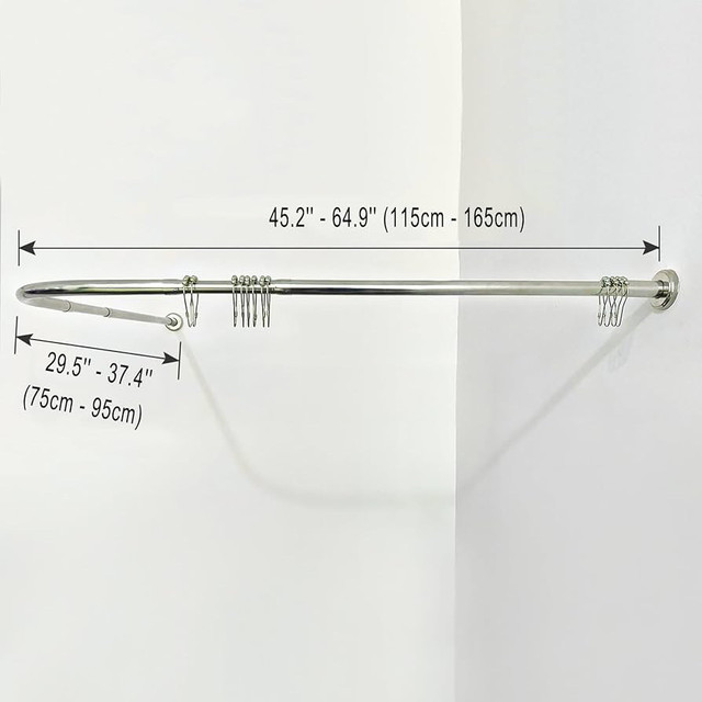 Curved Adjustable L-Shaped Shower Curtain Rod in Home Décor & Accents in Mississauga / Peel Region - Image 3