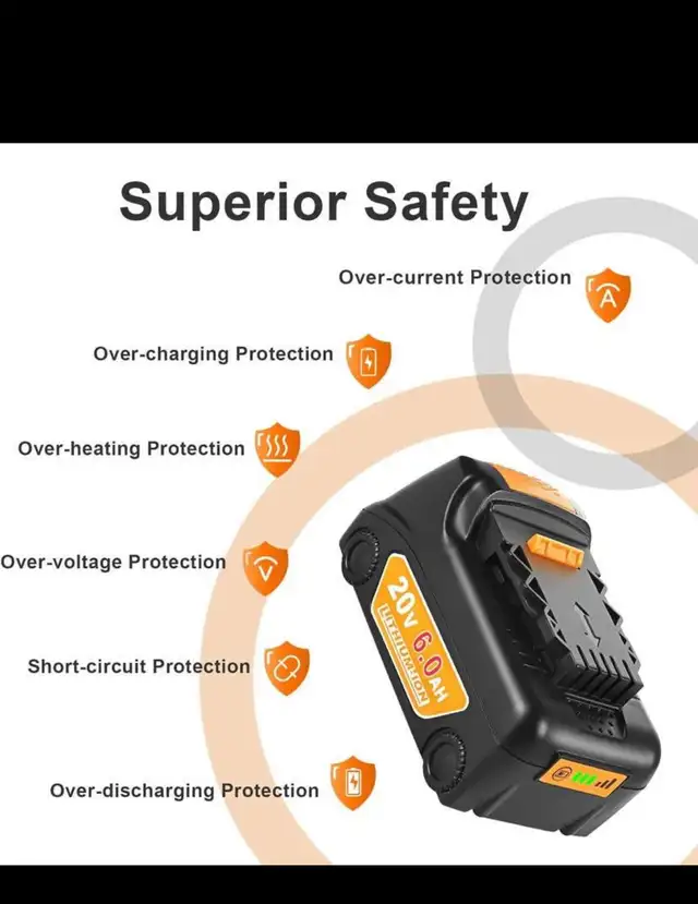 Pack of 6  batteries and one charger, 6.0Ah Replacement for Dewa in Power Tools in Hamilton - Image 4