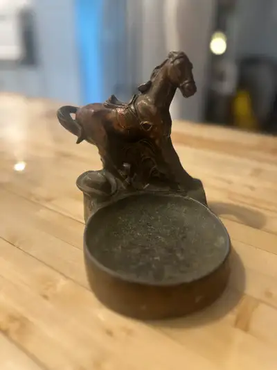 Vintage bronze horse ashtray , View more