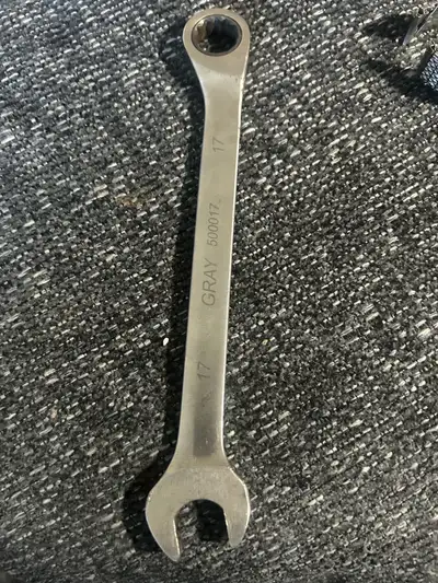 This is a used Gray 17mm wrench, featuring both a box end and open end. It shows signs of wear but i...