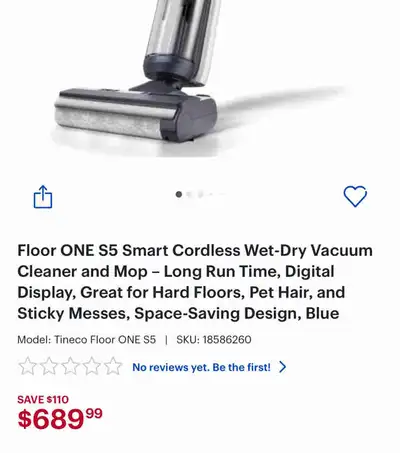 Tineco Floor One S5 Smart Cordless Wet Dry Vacuum Mop, View more