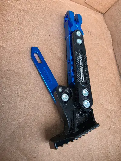 For sale a like new Racing Products Aluminum Blue Idonized Kawasaki ZX14R Adjustable Kickstand. Firs...