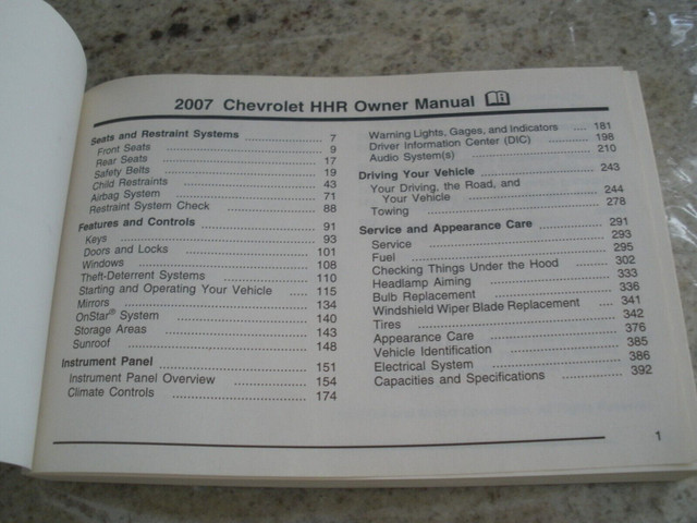 HHR 2007 OWNER MANUAL in Other Parts & Accessories in Kingston - Image 2