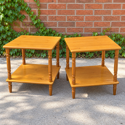 Set of 2 Wooden Two-Tier End Tables, View more