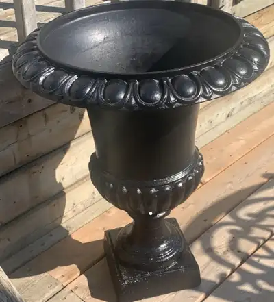 30” tall heavy cast iron urn planter, View more